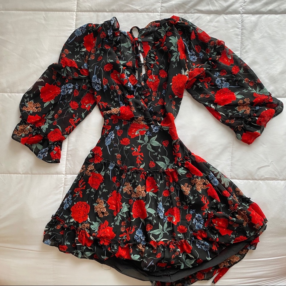 black & red floral dress